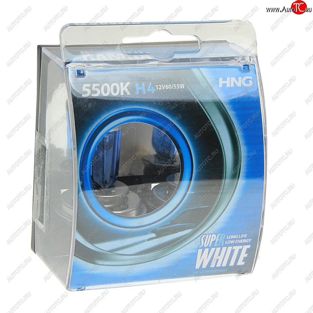 429 р. Лампа 12V H4 6055W P43t 5500К бокс (2шт.) Super White HNG HNG 12443sw2  с доставкой в г. Кемерово