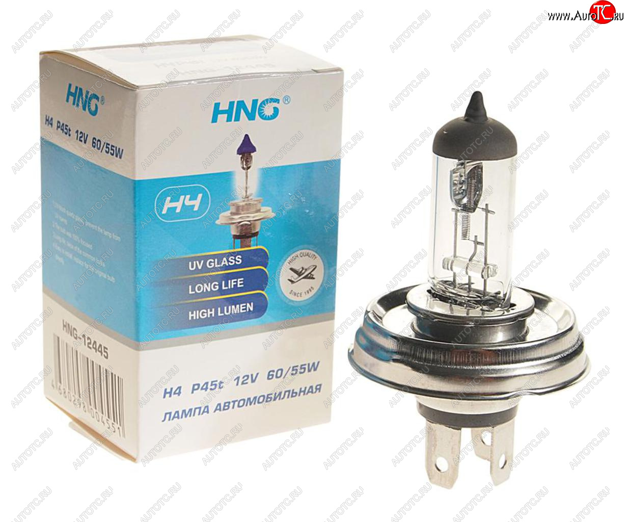 167 р. Лампа 12V H4 6055W P45t Long Life HNG HNG 12445  с доставкой в г. Кемерово