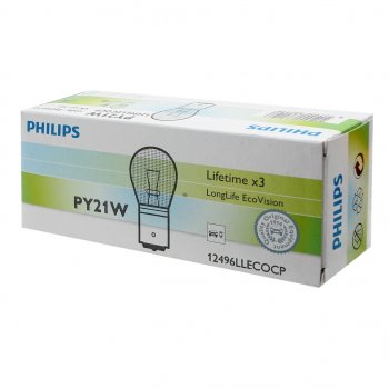 172 р. Лампа 12V PY21W BAU15s желтая Yellow Long Life Eco Vision PHILIPS PHILIPS 12496llecocp  с доставкой в г. Кемерово. Увеличить фотографию 1