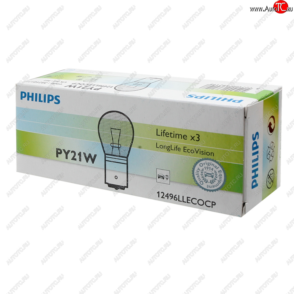 172 р. Лампа 12V PY21W BAU15s желтая Yellow Long Life Eco Vision PHILIPS PHILIPS 12496llecocp  с доставкой в г. Кемерово
