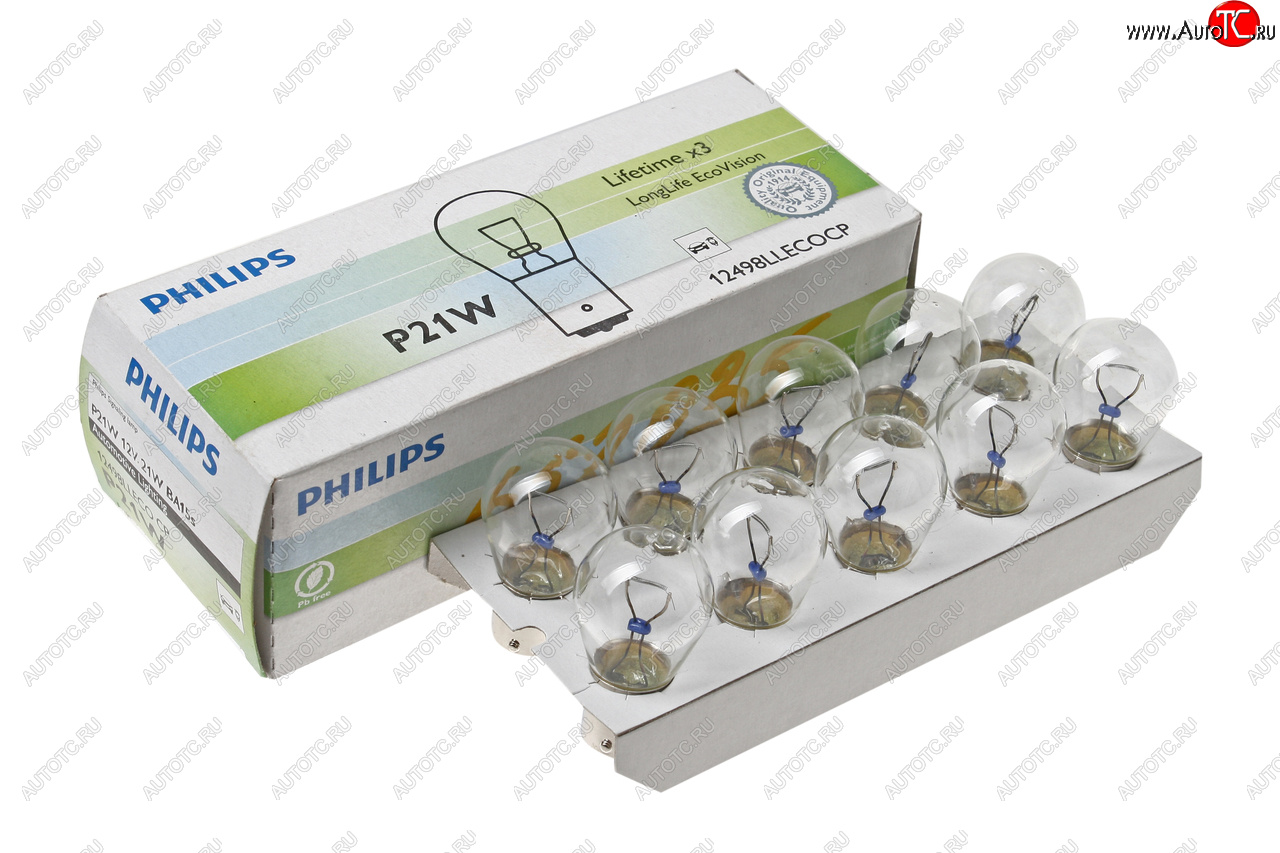 117 р. Лампа 12V P21W BA15s Long Life Eco Vision PHILIPS PHILIPS 12498llecocp  с доставкой в г. Кемерово