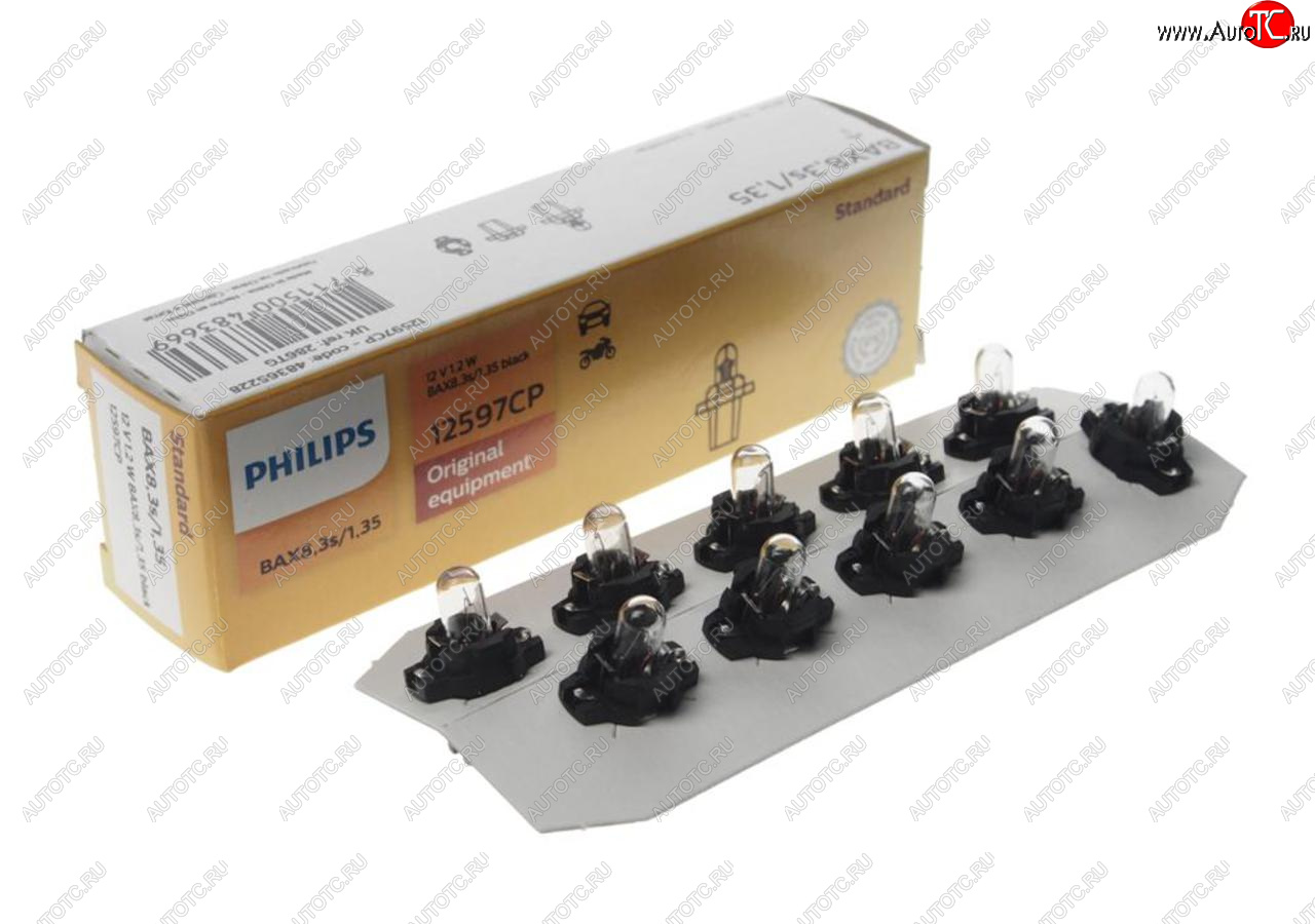 83 р. Лампа 12V 1.2W BAX8.3d черный патрон PHILIPS PHILIPS 12597cp  с доставкой в г. Кемерово