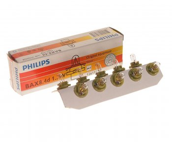 88 р. Лампа 12V 1.3W BAX8.4d зеленый патрон PHILIPS PHILIPS 12611cp  с доставкой в г. Кемерово. Увеличить фотографию 1