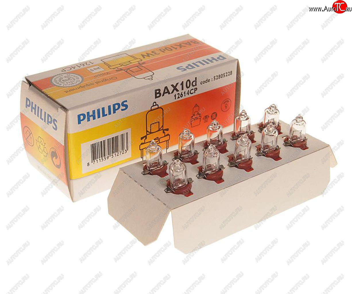 260 р. Лампа 12V 3W BAX10d коричневый патрон PHILIPS PHILIPS 12614cp  с доставкой в г. Кемерово