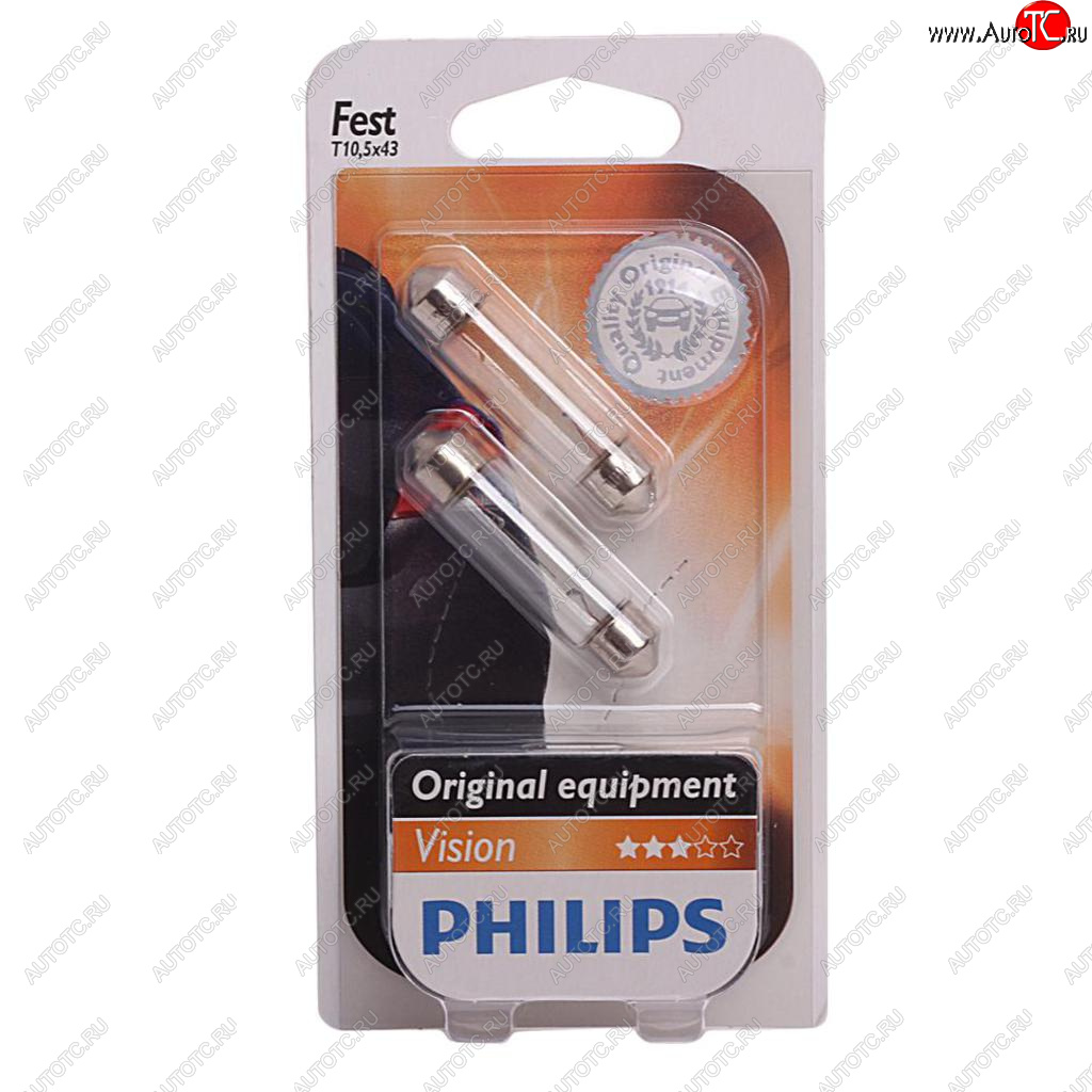 160 р. Лампа 12V C10W SV8.5-8 41мм блистер (2шт.) PHILIPS PHILIPS 12866b2  с доставкой в г. Кемерово