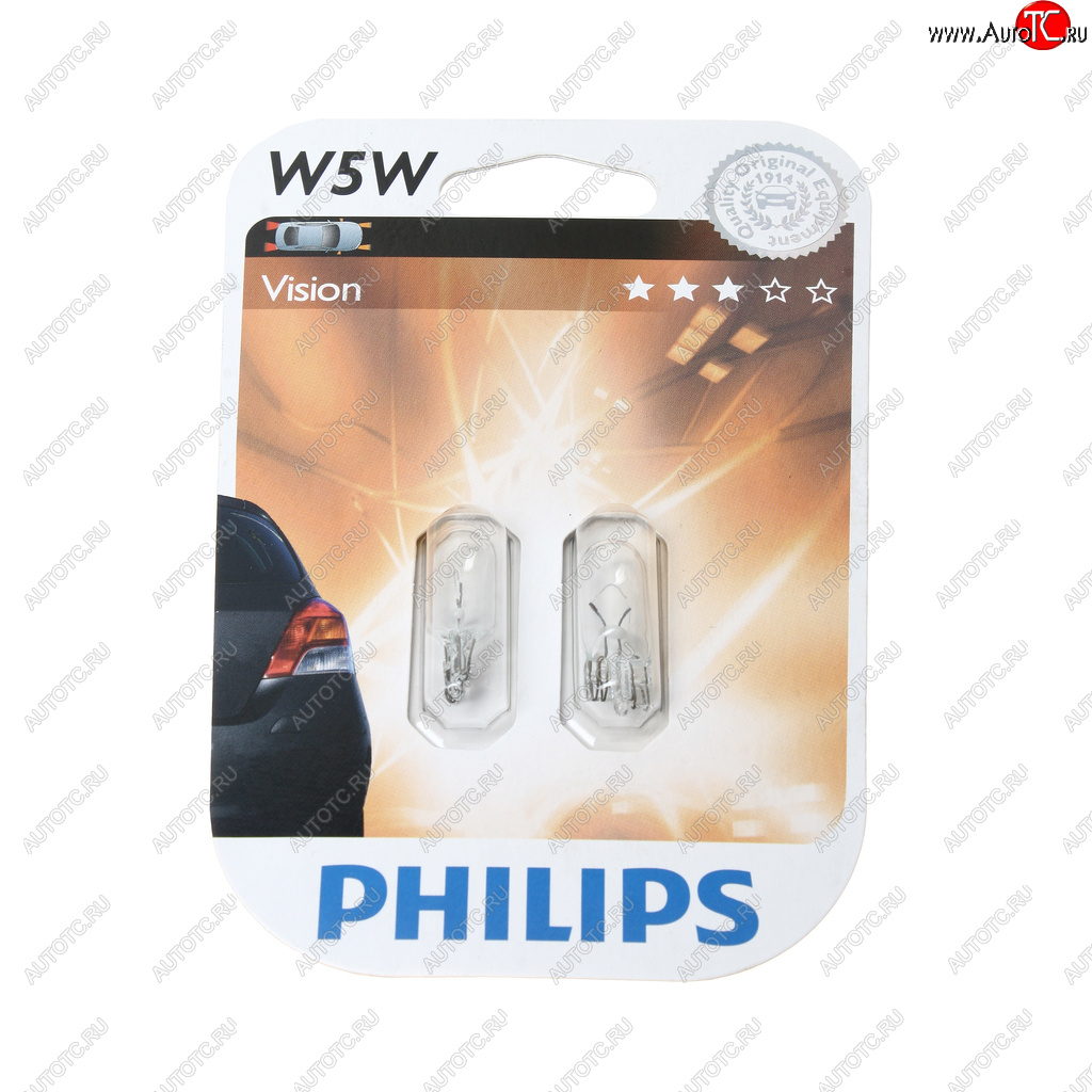 132 р. Лампа 12V W5W T10W W2.1x9.5d блистер (2шт.) PHILIPS PHILIPS 12961b2  с доставкой в г. Кемерово