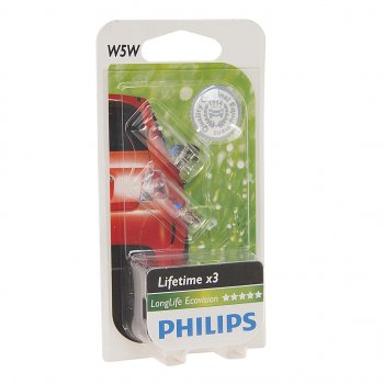 216 р. Лампа 12V W5W T10W W2.1x9.5d блистер (2шт.) Long Life Eco Vision PHILIPS PHILIPS 12961llecob2  с доставкой в г. Кемерово. Увеличить фотографию 1