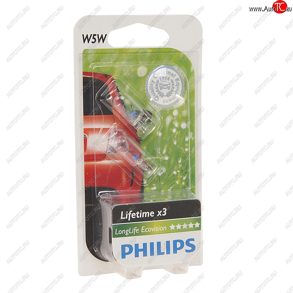 216 р. Лампа 12V W5W T10W W2.1x9.5d блистер (2шт.) Long Life Eco Vision PHILIPS PHILIPS 12961llecob2  с доставкой в г. Кемерово