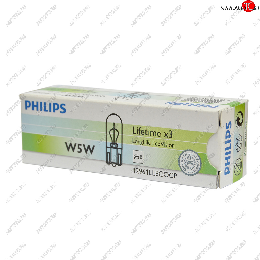 81 р. Лампа 12V W5W T10W W2.1x9.5d Long Life Eco Vision PHILIPS PHILIPS 12961llecocp  с доставкой в г. Кемерово
