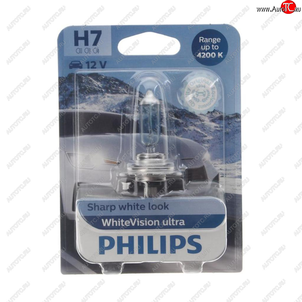 1 559 р. Лампа 12V H7 55W PX26d 4200K блистер (1шт.) White Vision Ultra PHILIPS PHILIPS 12972wvuбл  с доставкой в г. Кемерово
