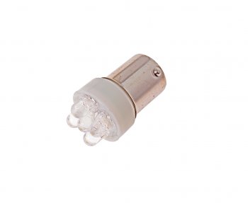 157 р. Лампа светодиодная 12V R10W BA15s 5 светодиодов белая МАЯК МАЯК 12t15-w5led  с доставкой в г. Кемерово. Увеличить фотографию 1