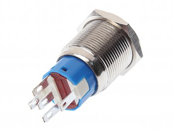 639 р. Выключатель кнопка 5-ти контактная d=19мм без фиксации хром NO NAME 12v5a  с доставкой в г. Кемерово. Увеличить фотографию 2