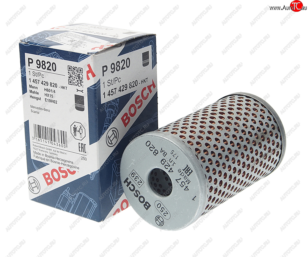 299 р. Фильтр масляный DAF IVECO MAN MERCEDES SCANIA VOLVO насоса ГУРа BOSCH BOSCH 1457429820  с доставкой в г. Кемерово