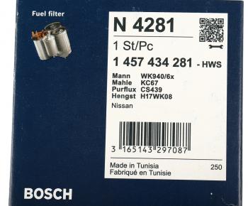 2 899 р. Фильтр топливный NISSAN Pathfinder (R51M),Primera (P10,P11,P12),X-Trail (01-) (D/TDI) BOSCH BOSCH 1457434281 BOSCH 1457434281  с доставкой в г. Кемерово. Увеличить фотографию 4