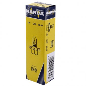 69 р. Лампа 12V 1.2W B8.4d голубой патрон Plastic Base NARVA NARVA 170273000  с доставкой в г. Кемерово. Увеличить фотографию 1