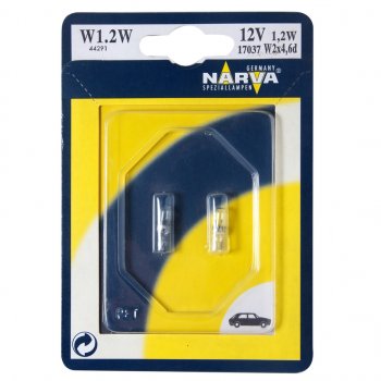 59 р. Лампа 12V W1.2W W2x4.6d блистер (2шт.) NARVA NARVA 170374000  с доставкой в г. Кемерово. Увеличить фотографию 1