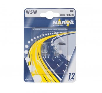 127 р. Лампа 12V W5W T10 W2.1x9.5d блистер (2шт.) NARVA NARVA 171774000  с доставкой в г. Кемерово. Увеличить фотографию 1
