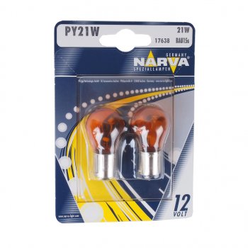 220 р. Лампа 12V PY21W BAU15s желтая блистер (2шт.) NARVA NARVA 176384000  с доставкой в г. Кемерово. Увеличить фотографию 1