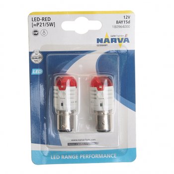 1 179 р. Лампа светодиодная 12V P215W 0.8W1.75W BAY15d блистер (2шт.) Red Range Performance LED NARVA NARVA 180964000  с доставкой в г. Кемерово. Увеличить фотографию 1