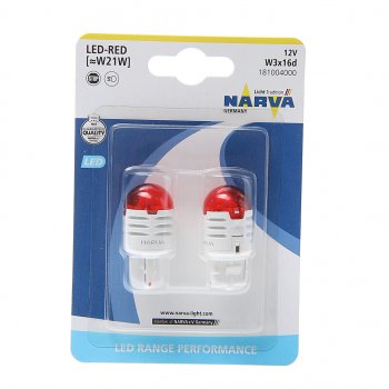 1 089 р. Лампа светодиодная 12V W21W 1.75W W3x16d блистер (2шт.) Red Range Perfomance LED NARVA NARVA 181004000  с доставкой в г. Кемерово. Увеличить фотографию 1
