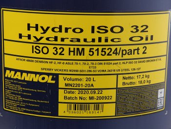 7 249 р. Масло гидравлическое HYDRO ISO 32 20л 2101 MANNOL MANNOL 1927  с доставкой в г. Кемерово. Увеличить фотографию 2