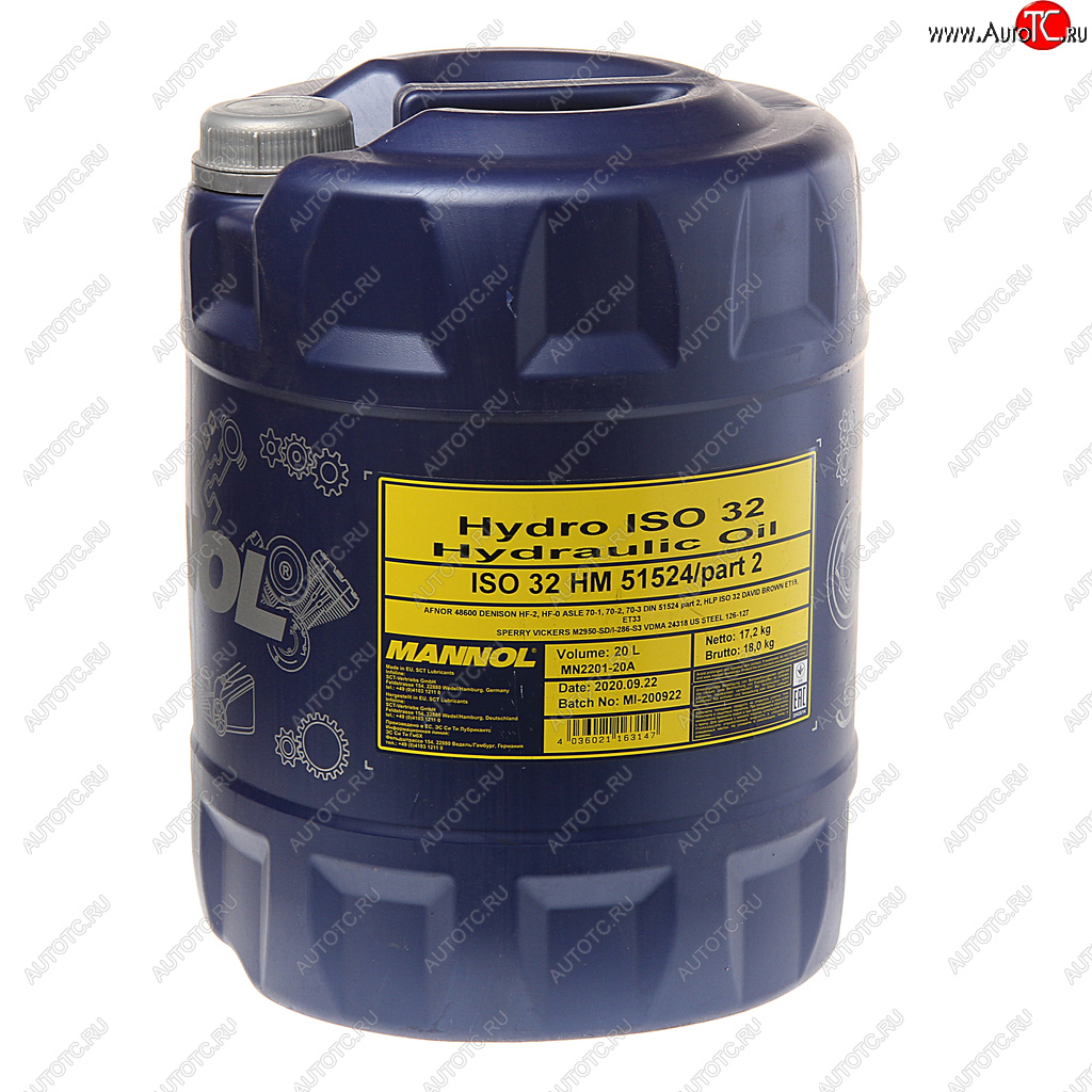 7 249 р. Масло гидравлическое HYDRO ISO 32 20л 2101 MANNOL MANNOL 1927  с доставкой в г. Кемерово