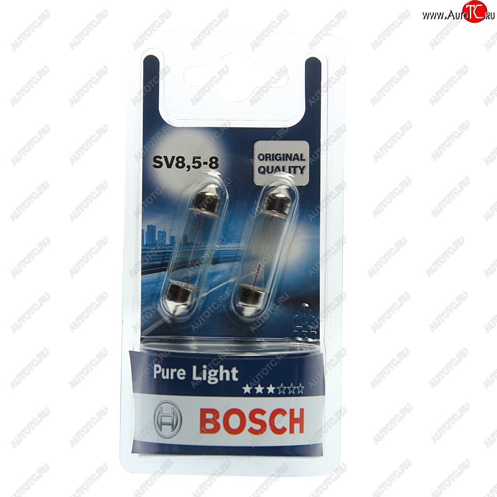 154 р. Лампа 12V C10W SV8.5-8 блистер (2шт.) Pure Light BOSCH BOSCH 1987301014  с доставкой в г. Кемерово