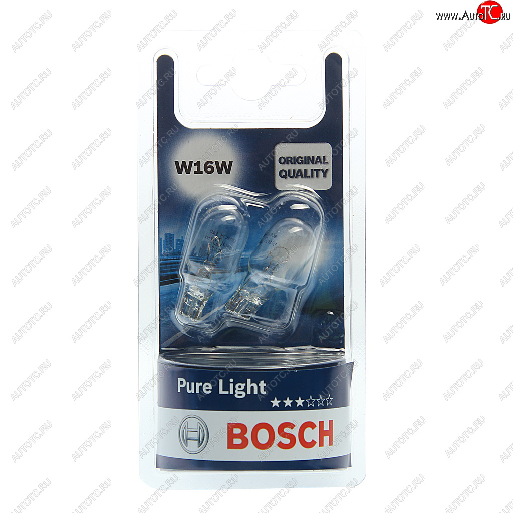 199 р. Лампа 12V W16W W2.1x9.5d блистер (2шт.) Pure Light BOSCH BOSCH 1987301049  с доставкой в г. Кемерово