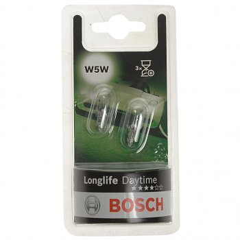 199 р. Лампа 12V W5W T10W W2.1x9.5d блистер (2шт.) Longlife Daytime BOSCH BOSCH 1987301052  с доставкой в г. Кемерово. Увеличить фотографию 1