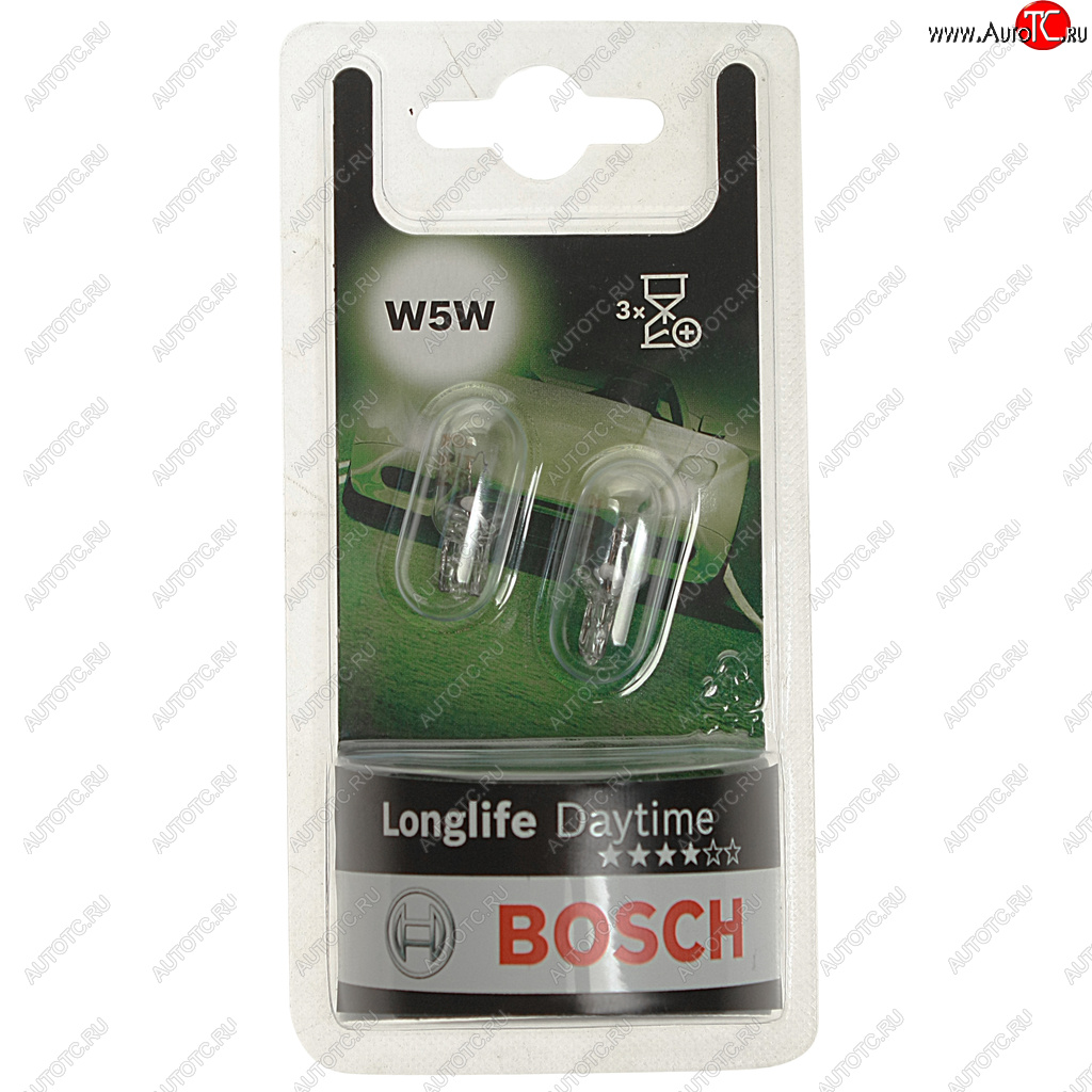 199 р. Лампа 12V W5W T10W W2.1x9.5d блистер (2шт.) Longlife Daytime BOSCH BOSCH 1987301052  с доставкой в г. Кемерово