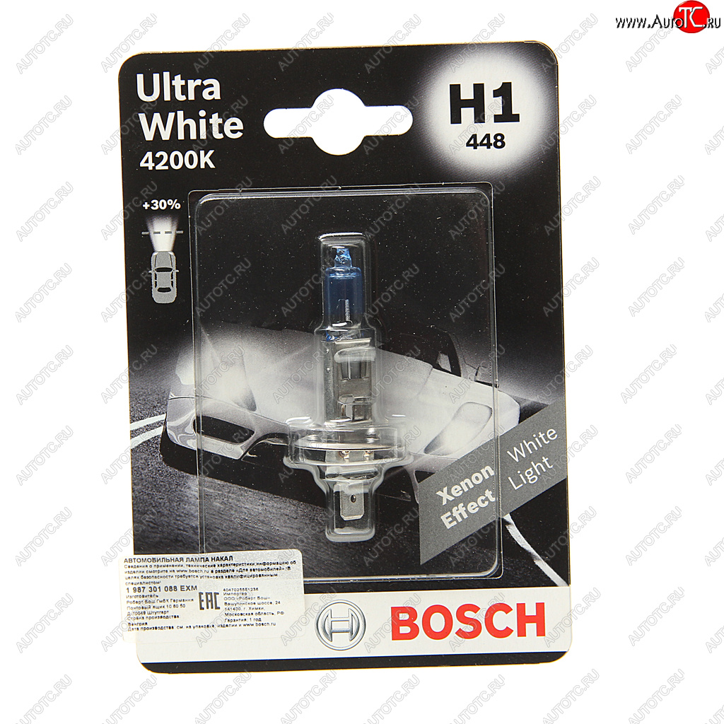 429 р. Лампа 12V H1 55W P14.5s блистер (1шт.) Ultra White BOSCH BOSCH 1987301088  с доставкой в г. Кемерово