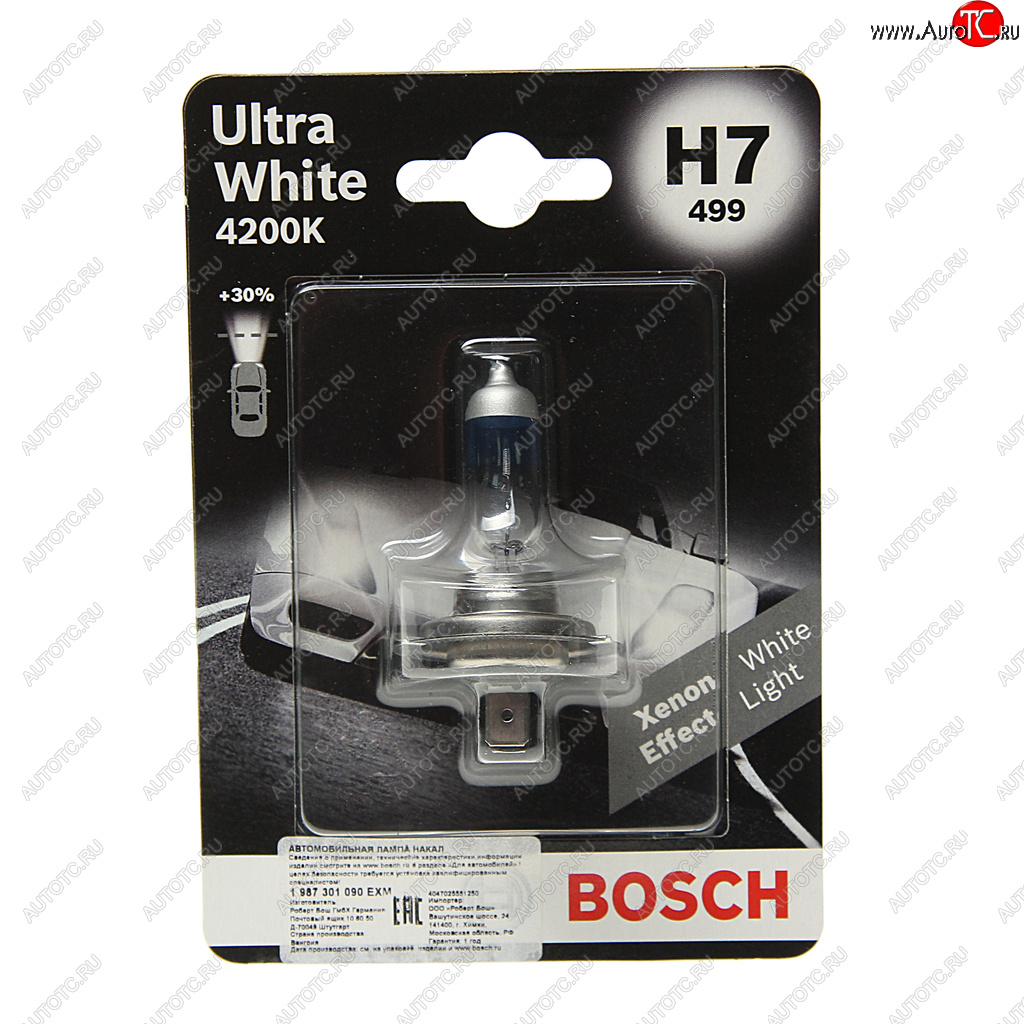 559 р. Лампа 12V H7 55W PX26d блистер (1шт.) Ultra White BOSCH BOSCH 1987301090  с доставкой в г. Кемерово