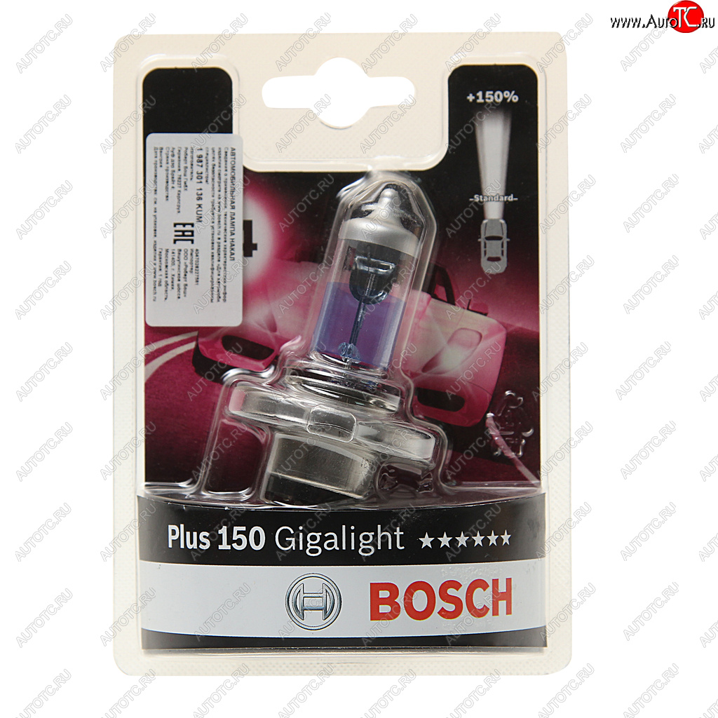 1 069 р. Лампа 12V H4 6055W P43t +150% блистер (1шт.) Gigalight BOSCH BOSCH 1987301136  с доставкой в г. Кемерово