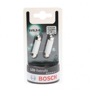 939 р. Лампа светодиодная 12V C5W SV8.5-8 блистер (2шт.) RETROFIT COOL BOSCH BOSCH 1987301509  с доставкой в г. Кемерово. Увеличить фотографию 1