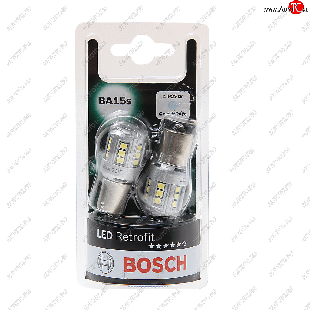 1 999 р. Лампа светодиодная 12V P21W BA15S 6000K блистер (2шт.) Retrofit BOSCH BOSCH 1987301517  с доставкой в г. Кемерово