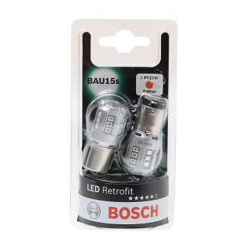 2 399 р. Лампа светодиодная 12V PY21W BAU15s блистер (2шт.) Retrofit BOSCH BOSCH 1987301520  с доставкой в г. Кемерово. Увеличить фотографию 1