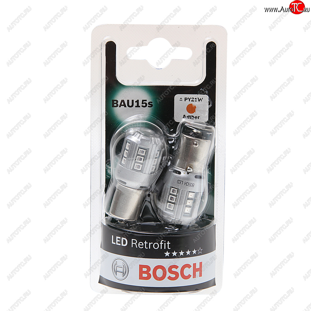 2 399 р. Лампа светодиодная 12V PY21W BAU15s блистер (2шт.) Retrofit BOSCH BOSCH 1987301520  с доставкой в г. Кемерово