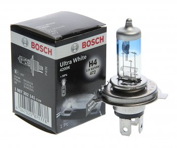 669 р. Лампа 12V H4 60/55W P43t Ultra White BOSCH BOSCH 1987302141 BOSCH 1987302141  с доставкой в г. Кемерово. Увеличить фотографию 1