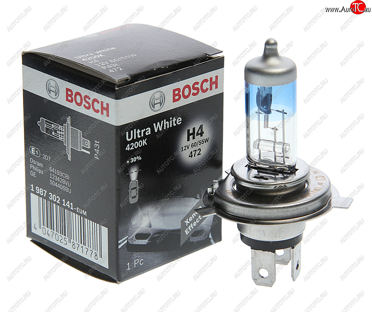 669 р. Лампа 12V H4 60/55W P43t Ultra White BOSCH BOSCH 1987302141 BOSCH 1987302141  с доставкой в г. Кемерово