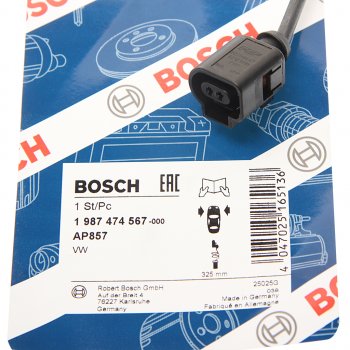 619 р. Датчик износа тормозных колодок VW Touareg (10-) передний (1шт.) BOSCH BOSCH 1987474567 BOSCH 1987474567  с доставкой в г. Кемерово. Увеличить фотографию 2