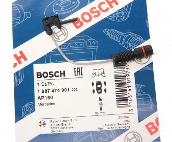 159 р. Датчик износа тормозных колодок MERCEDES C (W202),E (W210),G (W461) передний (1шт.) BOSCH BOSCH 1987474901  с доставкой в г. Кемерово. Увеличить фотографию 2