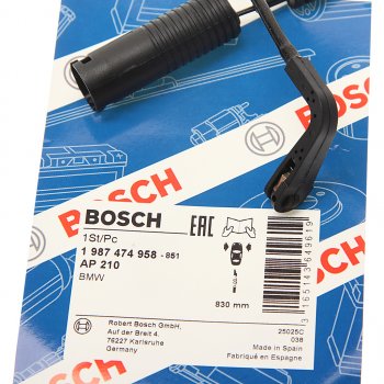879 р. Датчик износа тормозных колодок BMW 5 (E39) передний BOSCH BOSCH 1987474958  с доставкой в г. Кемерово. Увеличить фотографию 2