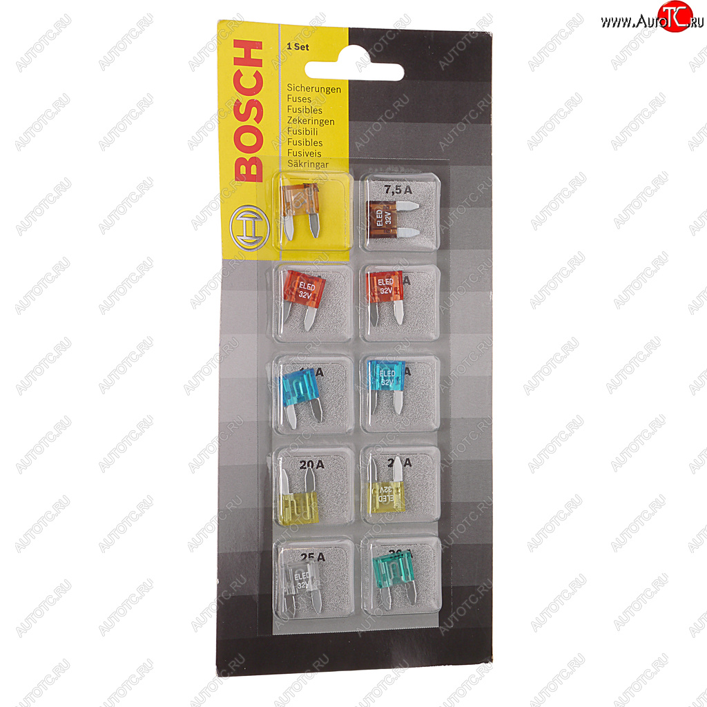499 р. Предохранитель 5-30А флажковый MINI комплект 10шт. BOSCH BOSCH 1987529038  с доставкой в г. Кемерово
