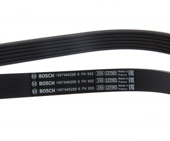 849 р. Ремень приводной поликлиновой 6PK955 HYUNDAI Elantra (06-),i20,i30 KIA Cerato генератора BOSCH BOSCH 1987946298  с доставкой в г. Кемерово. Увеличить фотографию 2