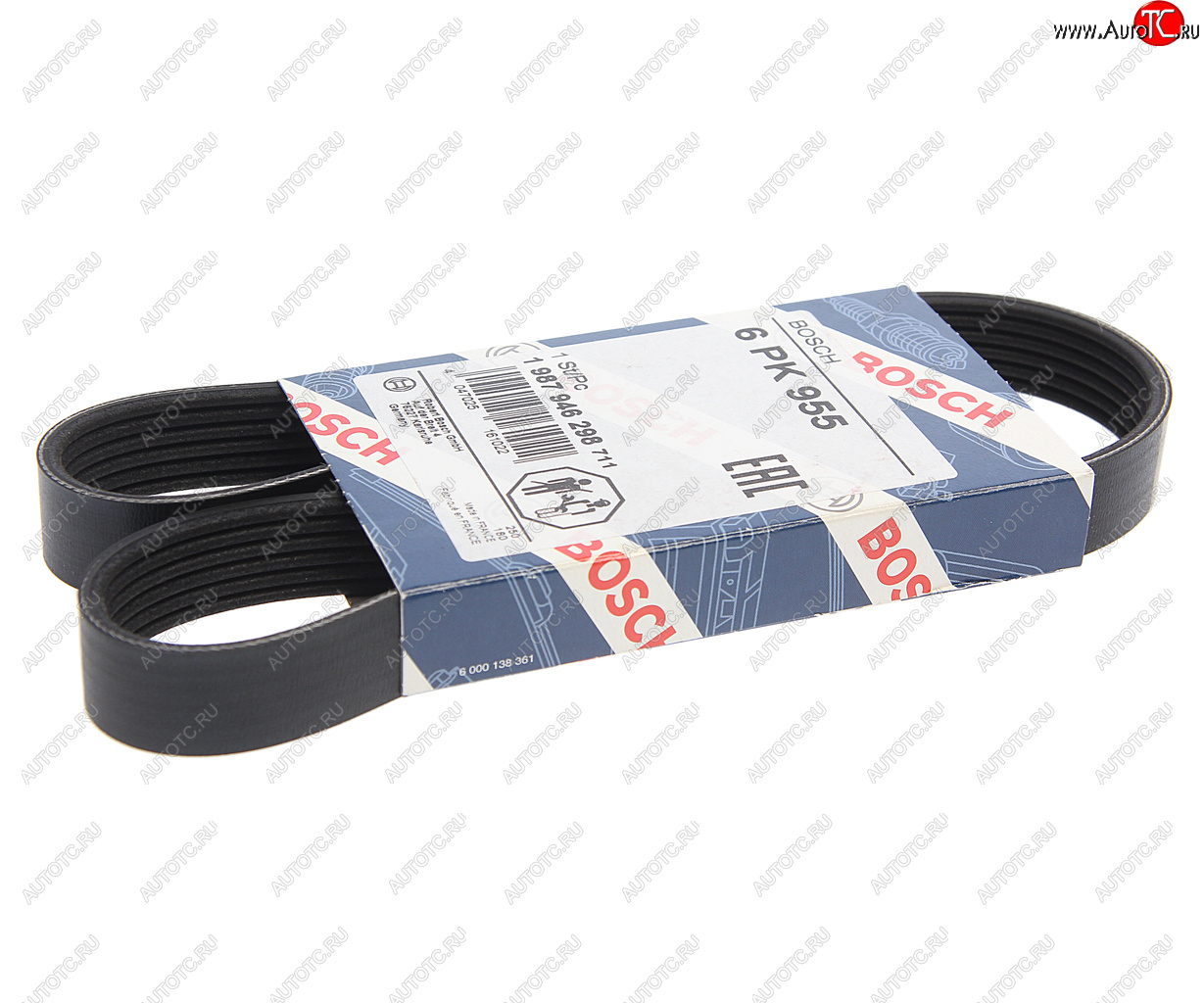 849 р. Ремень приводной поликлиновой 6PK955 HYUNDAI Elantra (06-),i20,i30 KIA Cerato генератора BOSCH BOSCH 1987946298  с доставкой в г. Кемерово