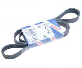 1 979 р. Ремень приводной поликлиновой 7PK1705 HYUNDAI HD35 (17-) дв.D4CB BOSCH BOSCH 1987947044  с доставкой в г. Кемерово. Увеличить фотографию 1