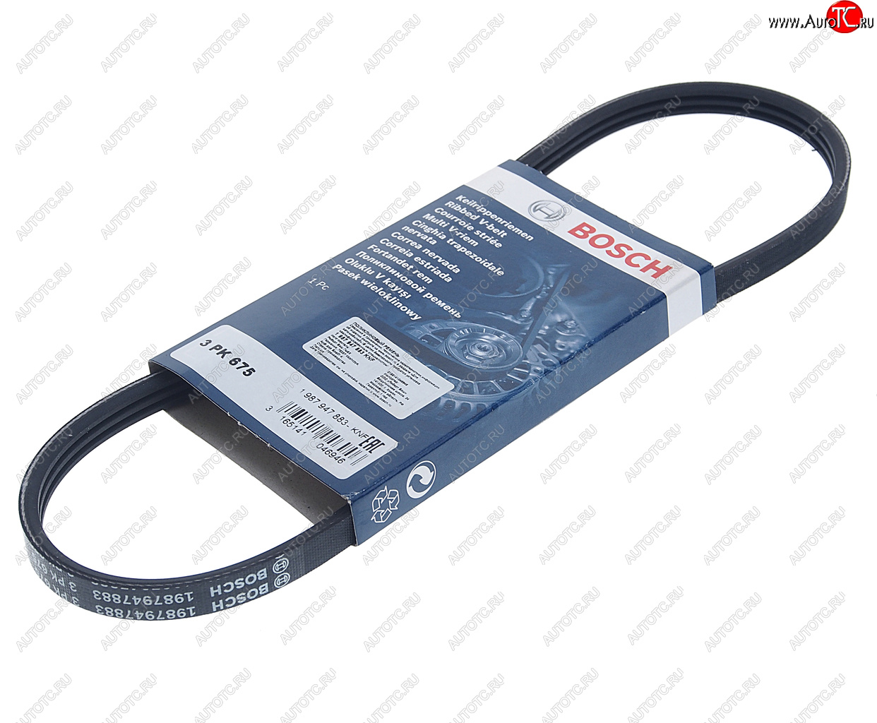439 р. Ремень приводной поликлиновой 3PK675 HYUNDAI Sonata 5 KIA Cerato гидроусилителя BOSCH BOSCH 1987947883  с доставкой в г. Кемерово