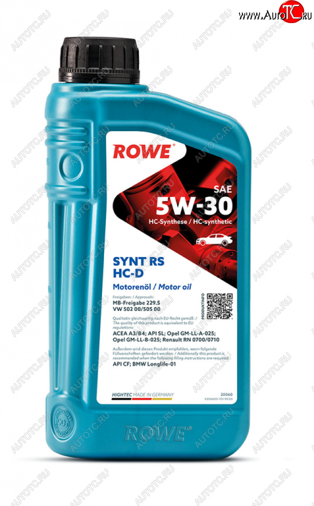 1 769 р. Масло моторное HIGHTEC SYNT RS A3B4SLCF 5W30 синт.1л ROWE ROWE 20060-0010-99  с доставкой в г. Кемерово