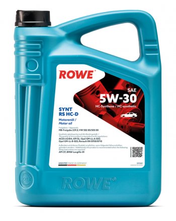7 999 р. Масло моторное HIGHTEC SYNT RS A3B4SLCF 5W30 синт.5л ROWE ROWE 20060-0050-99  с доставкой в г. Кемерово. Увеличить фотографию 1
