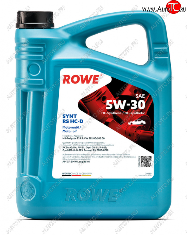 7 999 р. Масло моторное HIGHTEC SYNT RS A3B4SLCF 5W30 синт.5л ROWE ROWE 20060-0050-99  с доставкой в г. Кемерово